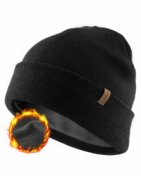 FURTALK Classic Beanie mit weiches Thermisches Polarfleece-Futter Unisex Strickmütze Warm Wintermütze für Herren & Damen Einheitsgröße Schwarz Angebot bei HelloDeals