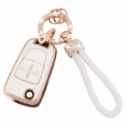 Koaudb Autoschlüssel Hülle Cover Passt für Vauxhall Opel Corsa Astra Vectra Zafira Signum Meriva Tigra Insignia Combo 2 Tasten Schlüsseletui TPU Schlüsselhülle mit Schlüsselanhänger (Opl-2F) for Opel/Vauxhall(2F) weiß Angebot bei HelloDeals