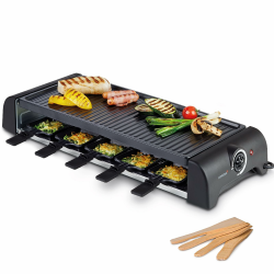 Korona 45060 Raclette für 10 Personen | XXL-Raclette mit 10 Pfannen & Holzspateln | Antihaftbeschichtete Grillplatte | Langes Kabel 1,2 m | 1500 Watt, Schwarz 10 Personen Schwarz Angebot bei HelloDeals