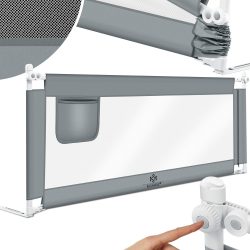 KESSER® Bettgitter 200cm Bettschutzgitter Kinderbettgitter für Kinder Babybettgitter Klappbar, Kinderbett Kinderbettschutzgitter Rausfallschutz, Bett & Elternbett hoch: 72 bis 96cm Grau 200cm Hellgrau Angebot bei HelloDeals