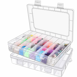 Taiyyi 24 Sortierboxen für Kleinteile 2er-Set Kleinteile Organizer Einstellbar Plastik Sortierbox Transparente Sortierboxen für Kleinteile Schmuck Schrauben Bügelperlen Ohrringe Perlen Nähgarn Angebot bei HelloDeals