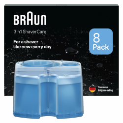 Braun 3-in-1 ShaverCare Reinigungskartuschen für Reinigungsstationen, reinigt 10x besser als Wasser, mit Zitrusduft, für eine hygienische Reinigung zum Entfernen von Haar- und Hautpartikeln, 8er Pack Angebot bei HelloDeals
