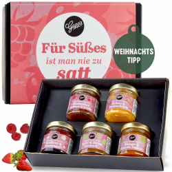 Gepp's Feinkost Frühstück Marmeladen Set I Mini Konfitüren in verschiedenen Geschmacksrichtungen I Weihnachts-Geschenkset mit Spezialitäten wie Mango Ingwer Erdbeer & Champagner Fruchtaufstrich Angebot bei HelloDeals