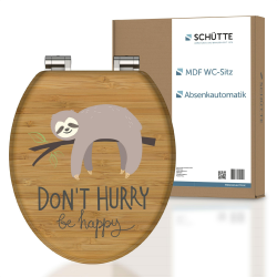 SCHÜTTE WC-Sitz NO HURRY mit Absenkautomatik aus Holz Toilettensitz mit Klodeckel, Holzkern Toilettendeckel mit Motiv (maximale Belastung der Klobrille 150 kg), Holzfarben Angebot bei HelloDeals
