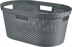 Curver Wäschesammler, 40 l, Anthrazit, recycelter Kunststoff Infinity Dots Wäschekorb, 40 l, recycelter Kunststoff Einzigartig Anthrazit Angebot bei HelloDeals