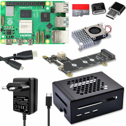 Raspberry Pi 5 8GB PCIe M.2 NVMe - Kit | Metallgehäuse | Active Cooler | M.2 NVMe SSD PCIe Board | USB-C 27W Netzteil | 64GB SD Karte | 4K Micro HDMI Kabel Angebot bei HelloDeals