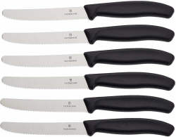 Victorinox Swiss Classic Tomatenmesser, Brotzeitmesser, 6-teilig, Scharfe Klinge, Wellenschliff, 11 cm, Rostfreier Stahl, schwarz Schwarz 6er Set Angebot bei HelloDeals