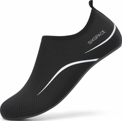 Sixspace Herren Damen Badeschuhe Wasserschuhe Aquaschuhe Strandschuhe Schnell Trocknend Slip on Breathable Schwimmschuhe Surfschuhe für Beach Pool Surfen Yoga 43 EU 487 Schwarz Angebot bei HelloDeals