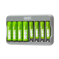 100% PeakPower Akku Ladegerät AA AAA | Batterie Ladegerät inkl. 8 Akkus (4X AA Akku + 4X AAA Akku), Überladeschutz, Sicherheits-Timer (USB Ladegerät Batterien AAA und AA in plastikfreier Verpackung) 8-Slot Ladegerät inkl. 8 Akkus Angebot bei HelloDeals