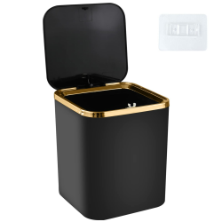 Senbaler Klein Tisch Mülleimer mit Deckel 2L,Mini Tischabfalleimer für Esszimmer,Bäd,Büros,Schlafzimmer,ABS,Leichter Luxus (Schwarz) Angebot bei HelloDeals