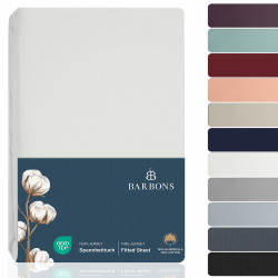 BARBONS Spannbettlaken 180x200cm – 100% Baumwolle Spannbettlaken, Oeko-TEX Zertifiziert, Bettlaken Jersey, Spannbetttuch, Matratzenhöhe bis 25 cm (Weiss - 180x200) Spannbettlaken 180x200 cm Weiß Angebot bei HelloDeals