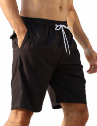 APTRO Herren Badehose Lang Badeshorts Schnelltrocknend Boardshorts Freizeit Short mit Innenslip 3XL Schwarz-k27 Angebot bei HelloDeals