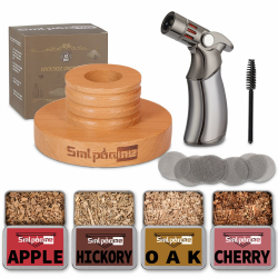 Cocktail Smoker Set mit Taschenlampe, altmodisches Whiskey-Getränke-Smoker-Set mit vier Arten von Holzspänen, Geschenk für Vater, Ehemann und Cocktail-Liebhaber (kein Butan) cherry wood Cocktail Smoker Kit with Torch Angebot bei HelloDeals