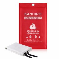 kanhiro Löschdecke Küche Feuerlöschdecke - 1m x 1m Glasfaser Brandschutzdecke DIN EN 1869:2019 Retardant Decken für versehentliches Sicherheitsdesign für Küche, Kamin, Grill, Auto, Camping 1 Stk Angebot bei HelloDeals