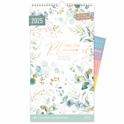 Häfft® Familienplaner 2025 mit 5 Spalten "Blattgold" 23,5 x 42,6 cm, Wandkalender Jan - Dez 2025, Familienkalender Wandplaner: Ferientermine & viele Zusatzinfos - nachhaltig & klimafreundlich Angebot bei HelloDeals
