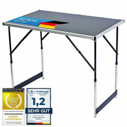 GOODS+GADGETS Klappbarer Multifunktionstisch Mehrzwecktisch Campingtisch Klapptisch Markttisch höhenverstellbarer Tapeziertisch Beistelltisch zum Campen im Garten für Festivalls Märkte und mehr Schwarz: 100 X 60 Cm Angebot bei HelloDeals