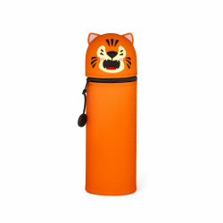 Legami - 2-in-1 Weiche Silikontasche - Kawaii,Tischstifthalter, Reißverschluss, Silikon, Stiftetasche Buntstifte Marker, H 18,5 cm Tiger Angebot bei HelloDeals