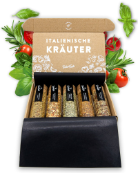 TIMBER TASTE® 5 Italienische Kräuter Gewürze Set als besonderes Geschenk für Erwachsene Frauen & Männer - Pasta & Pizza Geschenkset zum Kochen - für Paare Mamma Mia Italien - Geschenkset Angebot bei HelloDeals
