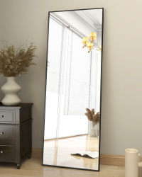 Koonmi Spiegel groß 53 x 163 cm, minimalistische Rahmen Standspiegel, robust modern Ganzkörperspiegel stehend, großer Wandspiegel horizontal oder vertikal hängend für Schlafzimmer, Schwarz 163L x 53B cm Schwarz Angebot bei HelloDeals