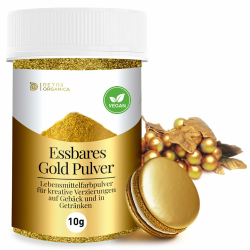 Goldpulver essbar, 10g Lebensmittelfarbe Gold ohne E171 Farbstoff, Goldstaub zum Backen und Dekorieren, Ideal für Torten, Kuchen, Schokolade und Getränke, Essbarer Glitzer Angebot bei HelloDeals