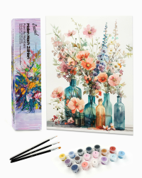 Bougimal Malen Nach Zahlen Erwachsene Landschaft Ohne Rahmen inklusive Pinsel und Acrylfarben - 28 x 35 cm, Bunte Blumen 3 Bunte Blumen 3 Ohne Rahmen Angebot bei HelloDeals