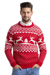 BlauerHafen Herren Weihnachten Jumper Lange Ärmel Knit Rundhals Crew Christmas Xmas Sweater L Rot Angebot bei HelloDeals