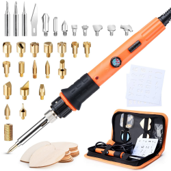 Brandmalerei Lötkolben Set, Brandmalkolben Set Temperatur Einstellbar 220~480 ℃ für Holz Leder Brennkolben DIY Kunst Geschenkset Farbstifte, Leder Gravieren Schweißen, Skulptur Holzbrandmalerei Orange Angebot bei HelloDeals