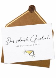 Joli Coon Das schönste Geschenk ist gemeinsame Zeit - Gutschein für gemeinsame Zeit - Gutschein Zeit schenken - A6 mit Naturkuvert und Wachssiegel Angebot bei HelloDeals