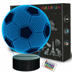 FULLOSUN Kinder Nachtlicht Fußball 3D Optische Täuschung Lampe mit Fernbedienung 16 Farben Ändern Fußball Geburtstag Weihnachtsidee für Sport Fan Jungen Mädchen Angebot bei HelloDeals