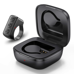 Tik Tok Fingerspitzen Seitenwender Bluetooth Fernbedienung Scrolling Ring Wiederaufladbare Wireless Kamera Fernauslöser Selfie Taste Controller mit Ladehülle für iOS/Android (Schwarz) Angebot bei HelloDeals
