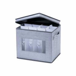 VENO Aufbewahrungsbox für Champagnerflöten aus Glas mit Deckel und Griffen, Stielgläser-Organizer, Faltbox für Umzug von Glaswaren Inklusive Trennwände (Champagnerflöte) CPF1 Angebot bei HelloDeals