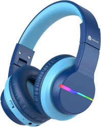 iClever Bluetooth Kinder Kopfhörer, Farbige LED-Leuchten, Kinderkopfhörer Over-Ear mit 74/85dBA Lautstärkebegrenzung, 85 Stunden Spielzeit, Bluetooth 5.2, eingebautes Mikrofon BTH12 Blau Angebot bei HelloDeals