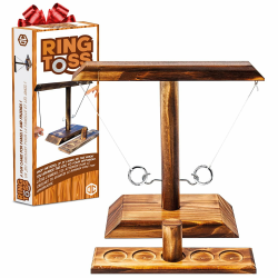 Ring Toss® Game | Geschicklichkeitsspiel aus Holz | Premium Qualität | Hängende Ringwurfmaschine | Wer ist der Schnellste? | Innen & Außen | Kinder & Erwachsene | 100% Holz | 100% Spaß | SparkL® Angebot bei HelloDeals