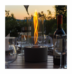 Firell Bioethanol Tischkamin aus massivem Beton - Ethanol Tischfeuer Indoor & Outdoor | Feuersäule wärmend mit über 2h Brenndauer | Sicheres Tisch Kamin Feuer für Wohnzimmer Terrasse Garten Balkon Angebot bei HelloDeals