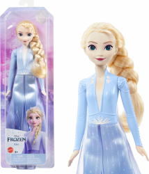 Mattel Disney Prinzessin Elsa Puppe, Die Eiskönigin Puppe im Reiseoutfit, kämmbare blonde Haare, beweglich, ausziehbarer Rock und Stiefel, Disney Geschenke, Spielzeug ab 3 Jahre, HLW48 Angebot bei HelloDeals