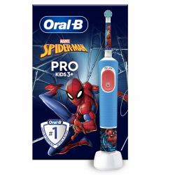 Oral-B Pro Kids Spiderman Elektrische Zahnbürste/Electric Toothbrush für Kinder ab 3 Jahren, inklusive Sensitiv+ Modus für Zahnpflege, extra weiche Borsten, 1 Aufsteckbürste, 4 Sticker, blau/rot Spidernan Angebot bei HelloDeals
