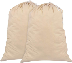 Wäschesack 2er-Set - 71 x 91 cm, 100% Baumwolle, strapazierfähiger Wäschesammlersack mit Kordelzug – 75 l extra groß faltbarer Wäschebeutel 71 x 91 cm 2 Pack Angebot bei HelloDeals