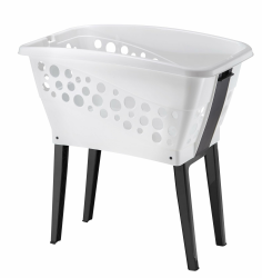 Gardissimo 50 Liter XL Wäschekorb mit klappbaren Füßen 69 x 40 cm – Made in Germany - weiß - Stand Wäschebox mit Beinen auf Knopfdruck ausgeklappt - Wäsche Sammler Box Korb stehend Angebot bei HelloDeals