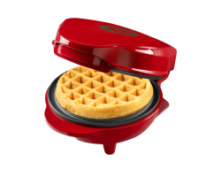 Bestron Mini-Waffeleisen, Waffeleisen in Christmas-Edition, Limitierte Ausgabe, Waffelmaker mit Antihaftbeschichtung, für Weihnachten, Partys oder als Geschenk, Waffelgröße 10cm, Farbe: Mattrot Angebot bei HelloDeals
