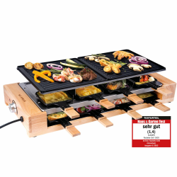 KLAMER Raclette 8 Personen, 1500W Raclette Grill mit Holzgestell, Raclette mit antihaftbeschichteter Grillplatte, Tischgrill elektrisch Holz-Edelstahl Angebot bei HelloDeals
