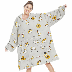 THREE POODLE Decken Hoodie, Oversize Hoodie Decken Pullover Kuschelpullover für Damen Herren Kinder, Warm und Weiches Futter, Übergroßer Hoodie Sherpa-Decke, Verschiedene Muster Verfügbar Erwachsener Katze Angebot bei HelloDeals