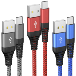 USB C Kabel 3 Pack 1.8M Ladekabel USB C Schnellladekabel QC 3.0 USB Typ C Kabel Kompatibel Samsung Galaxy S23 S22 S21 S20,Note 10/9/8, iPhone 16, iPhone 15/15 Pro,Huawei,HTC,LG,Sony Xperia, Moto 3PACK-1.8M Angebot bei HelloDeals