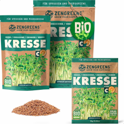 ZenGreens® - Bio Kresse Sprossen Samen - Wähle zwischen 10g 200g und 500g - Kresse Samen - Keimrate von über 96% - Kresse Bio Saatgut zum Keimsprossen ziehen - wiederverschließbare Verpackung 10 g (1er Pack) Bio Kresse Samen Angebot bei HelloDeals