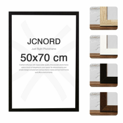 JCNORD Schwarzer MDF Holz Bilderrahmen 50x70 cm mit bruchsicherem Acrylglas | Moderner Fotorahmen für Wände und Tische 50 x 70 cm Schwarz Angebot bei HelloDeals