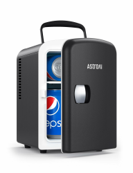 AstroAI Mini Kühlschrank 4 Liter, Kleiner Kühlschränk für Kosmetik und Getränke, Mini-Kühlschränke mit 220V AC/12V DC für Autos, Büros, Wohnheim, Reisen, Schwarz Angebot bei HelloDeals