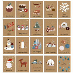 DMHSGIFT Weihnachtskarten mit Umschlag Set 20 Stück A6 Klappkarten Kraftpapier Weihnachtskarte Christmas Cards für die schönsten Weihnachtsgrüße Einfach Angebot bei HelloDeals