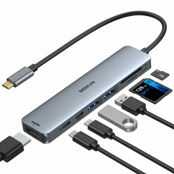 USB C Hub, USB C Multiport Adapter für MacBook Pro/Air, 7 in 1 MacBook Adapter USB C auf HDMI Hub, 2USB 3.0, PD,SD/microSD,Type C Daten für iPad, Lenovo und mehr Type-C Geräte 7 in 1 (HDMI+PD) Angebot bei HelloDeals