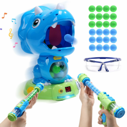 EagleStone Moveable Dinosaur Shooting Toys Triceratops Action，Kids Shooting Games mit LCD Score Record&LED, Verbesserung der Hand-Auge-Koordination Spielzeug für Jungen und Mädchen Blau&Triceratops Angebot bei HelloDeals