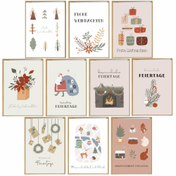 BIROYAL Weihnachtskarten mit Umschlag Set 10 Stück - A6 Weihnachtsgrußkarten Weihnachts Klappkarten | Weihnachtskarte Weihnachtspostkarten Christmas Postkarte mit Umschlägen für deine Weihnachtsgrüße Weihnachtsmann Angebot bei HelloDeals