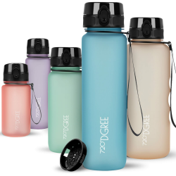 720°DGREE Trinkflasche 1l Sport “uberBottle“ softTouch +Sieb - BPA-Frei - Wasserflasche für Uni, Arbeit, Fitness, Fahrrad, Outdoor, Job - Sportflasche aus Tritan - Leicht, Stoßfest, Wiederverwendbar 1000 ml 13 Aqua Blue - Blau | Softtouch Angebot bei HelloDeals